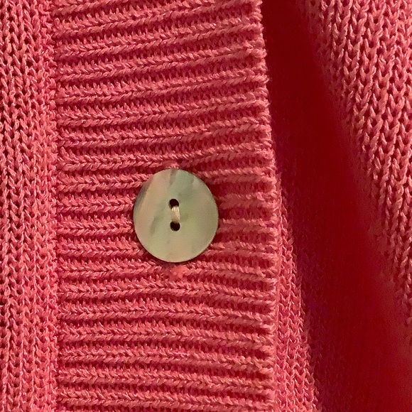 ZHRILL Women’s Linen Blend Cropped Pink Oversized Valentines Cardigan Sweater XS - Picture 3 of 9